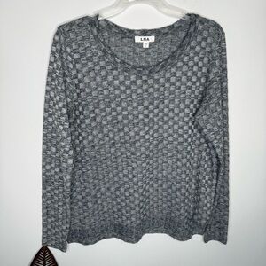 H5 LNA‎ Gray Checkered Knit Long Sleeve Top